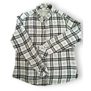 Lee Riders Flannel Shirt Womens XL Grey Black Plaid Long Sleeve